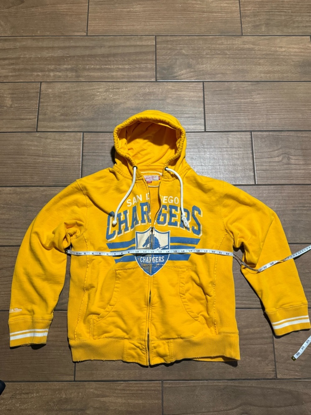 Chargers Mitchell Ness Jacket Mens Size XL yellow Long Sleeve Full Zip NFL